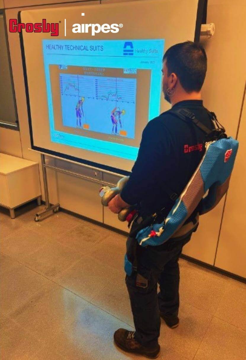 Exoskeleton suit for lower back protection when handling loads - Crosby Airpes