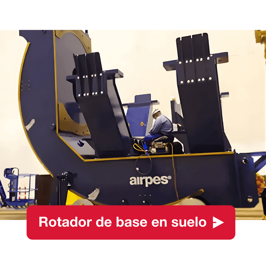Volteador industrial de base en suelo para aplicaciones de gran tonelaje, diseñado para rotar componentes fabricados a nivel de suelo con movimiento controlado y mayor seguridad durante las operaciones de montaje.